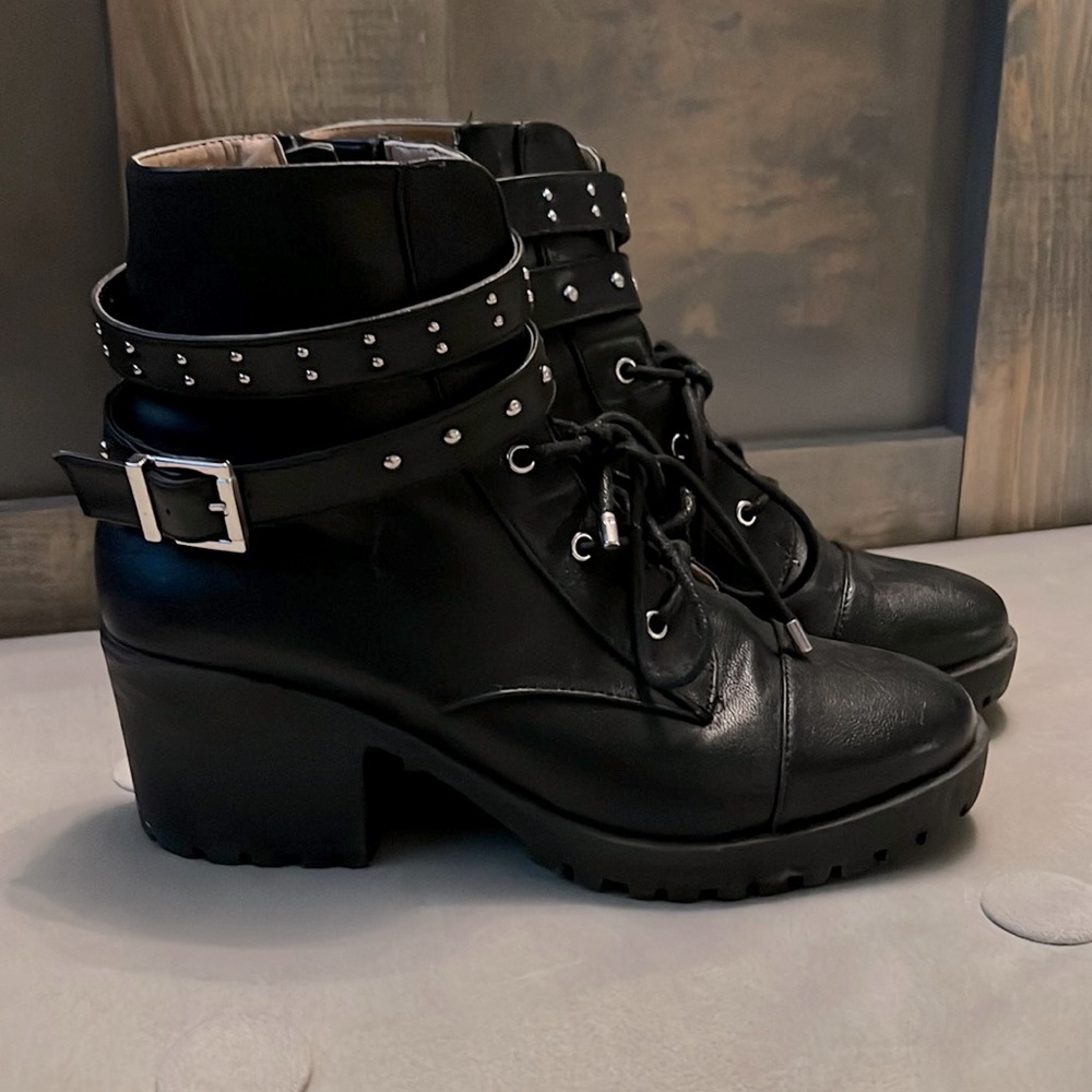 Black combat boots